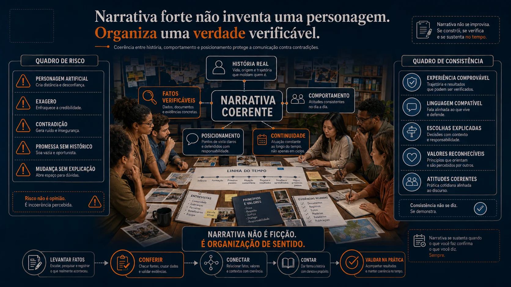 Sua biografia informa. Mas é a narrativa que o eleitor vai lembrar.